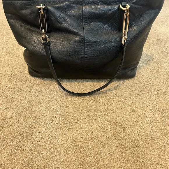 Coach Black Leather Tote with Gold Accents - Picture 12 of 15